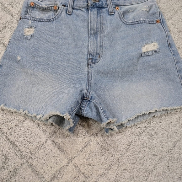 Madewell Shorts Women's 27 Blue Light Byers Wash The MomJean Ripped Edition - Picture 2 of 10